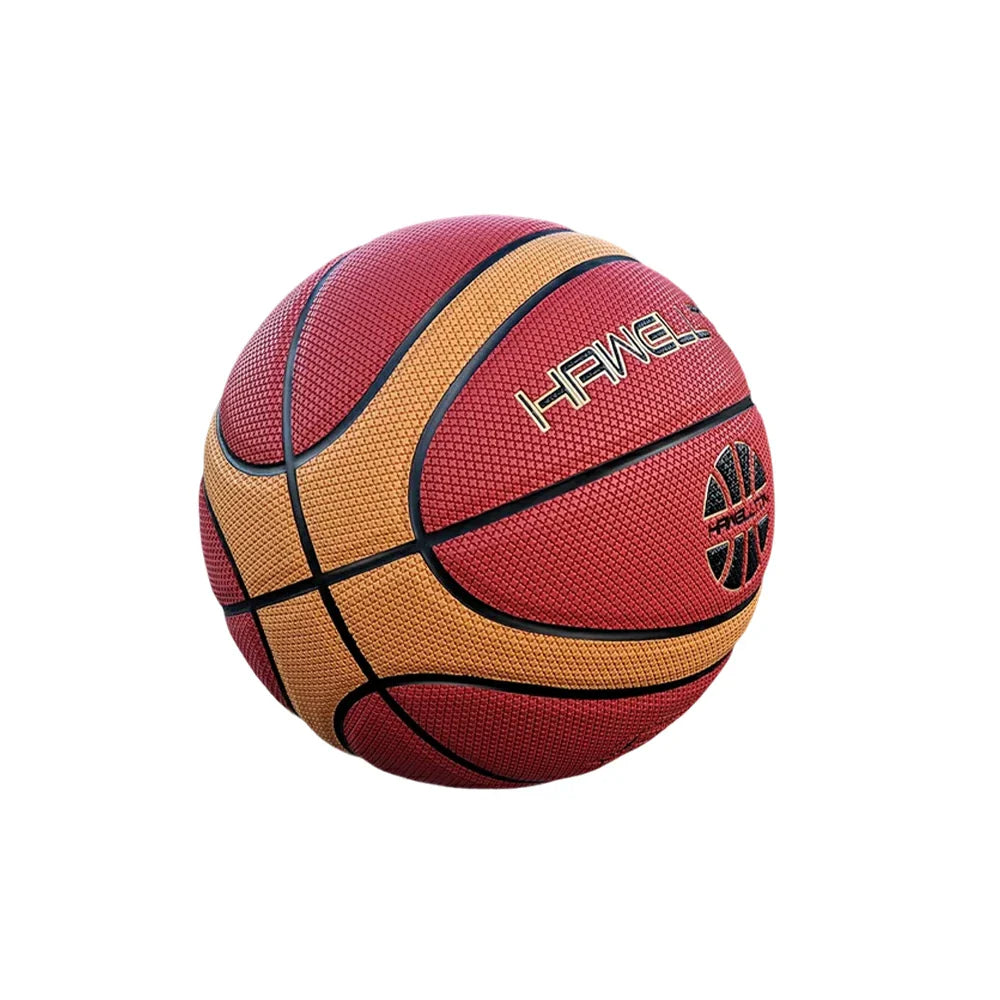 DUNK MASTER - Upgraded Durable Soft Nylon Bladder Rebound, PU Moisture-Wicking, Basketball - Leather 7# - Grip, Channel Wide Red&Brown