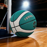 DUNK MASTER Moisture-Wicking, 7# - Soft Basketball Upgraded - Grip, Channel PU Nylon - Rebound, Durable Bladder Leather Wide Green&White