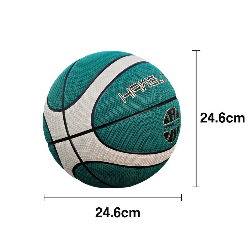 DUNK MASTER Moisture-Wicking, 7# - Soft Basketball Upgraded - Grip, Channel PU Nylon - Rebound, Durable Bladder Leather Wide Green&White