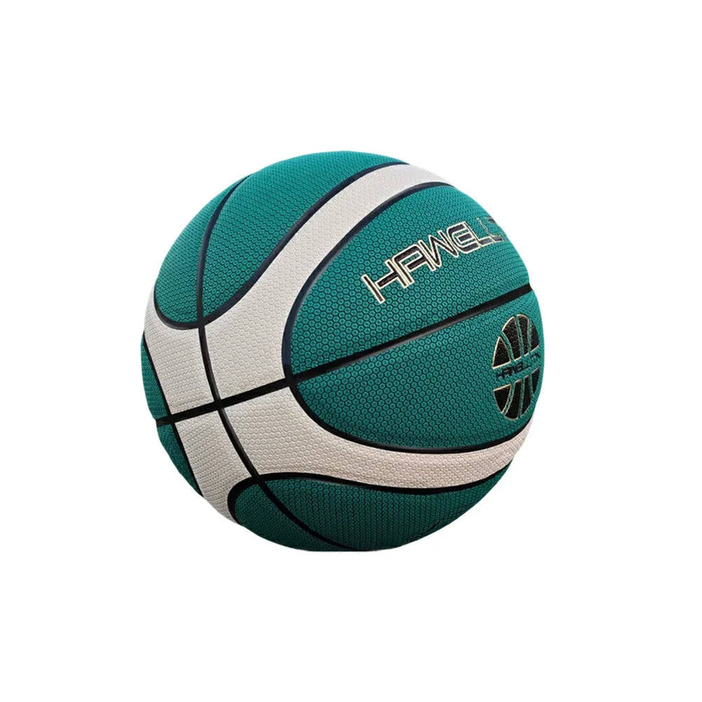 DUNK MASTER Moisture-Wicking, 7# - Soft Basketball Upgraded - Grip, Channel PU Nylon - Rebound, Durable Bladder Leather Wide Green&White