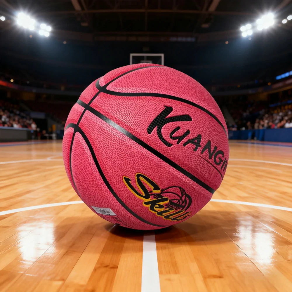 DUNK MASTER Aged Bladder Durable Channel Texture, - Grip, Deep 5# Quick - 3-12 For Basketball Anti-Slip Rebound, Kids Nylon Pink