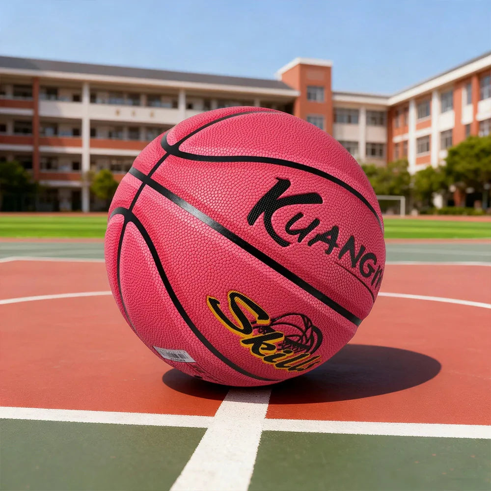 DUNK MASTER Aged Bladder Durable Channel Texture, - Grip, Deep 5# Quick - 3-12 For Basketball Anti-Slip Rebound, Kids Nylon Pink