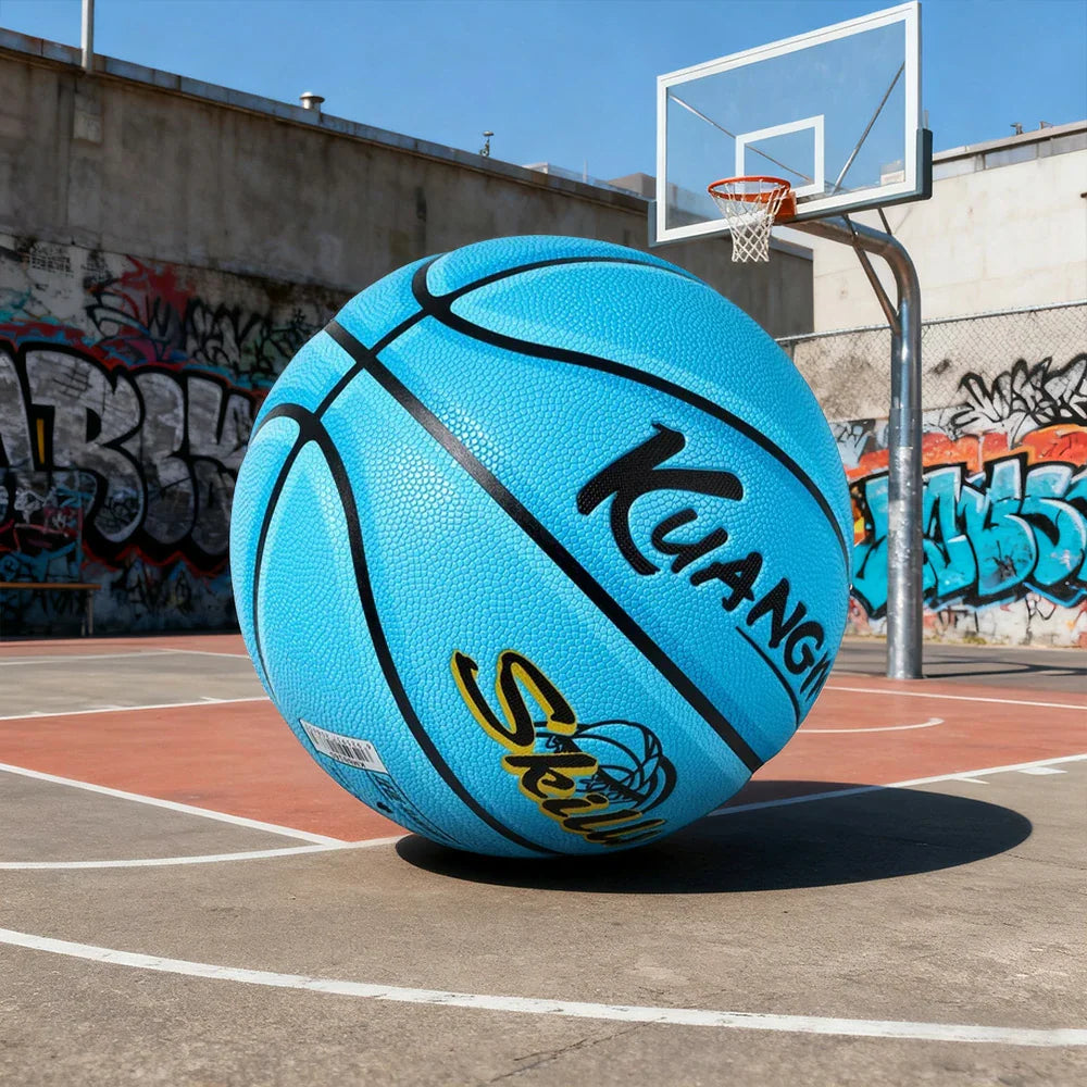 DUNK MASTER Kids Texture, Durable For Rebound, - Bladder Deep Basketball Channel 3-12 Anti-Slip - Nylon 5# Aged Grip, Quick Blue