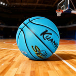 DUNK MASTER Kids Texture, Durable For Rebound, - Bladder Deep Basketball Channel 3-12 Anti-Slip - Nylon 5# Aged Grip, Quick Blue