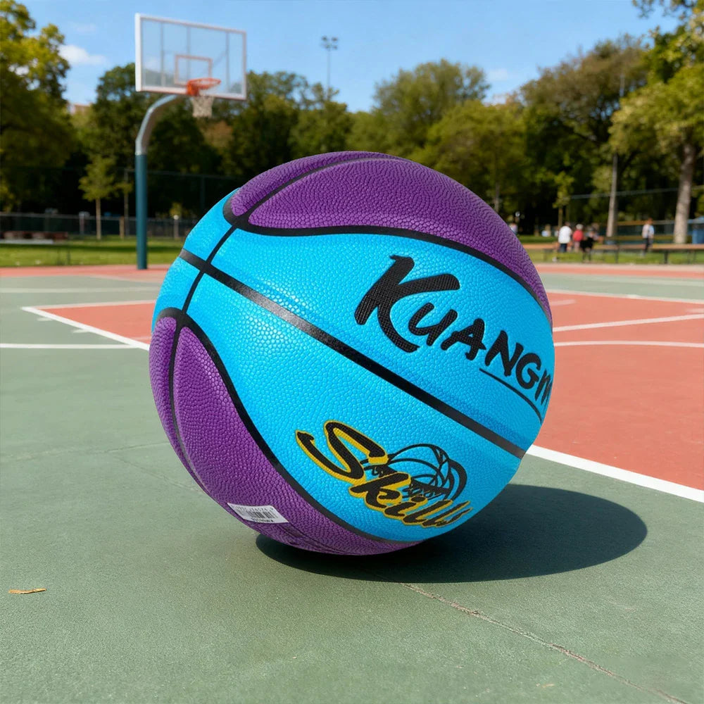 DUNK MASTER Basketball Deep - Quick Kids For - Channel Durable 3-12 Nylon Texture, 5# Anti-Slip Bladder Rebound, Grip, Aged Blue&Purple