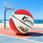 DUNK MASTER Kids Basketball For Texture, Deep - Rebound, 3-12 5# Channel Bladder Grip, - Durable Nylon Anti-Slip Quick Aged Red&White