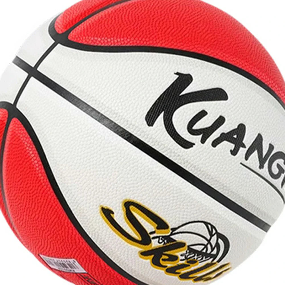 DUNK MASTER Kids Basketball For Texture, Deep - Rebound, 3-12 5# Channel Bladder Grip, - Durable Nylon Anti-Slip Quick Aged Red&White