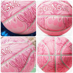 DUNK MASTER Basketball Bladder Durable Moisture-Wicking Non-Slip, - Butyl - 3D 7# Leather, Rebound, Quick Luminous - Logo Red&Pink