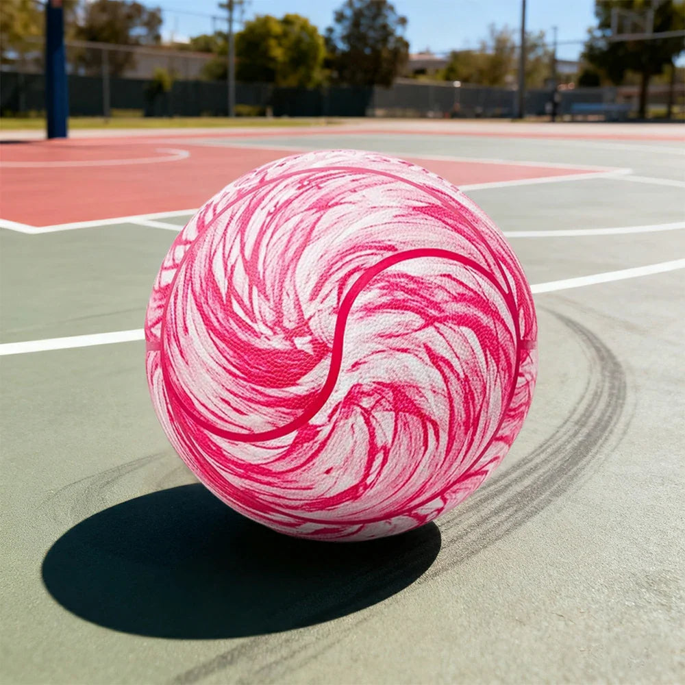 DUNK MASTER Durable High Channel Leather Grip, Retention 7# Non-Slip, Soft - Deep - Air - Rebound, PU Basketball Pink
