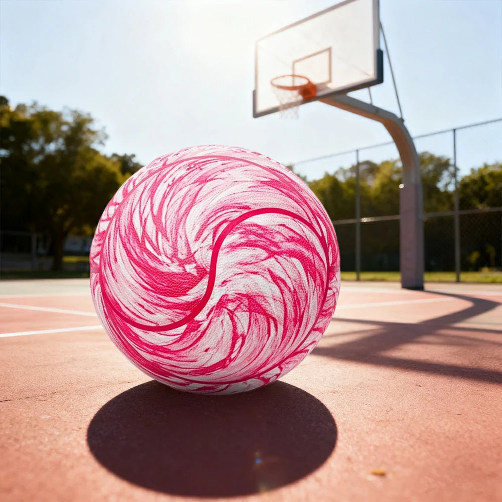 DUNK MASTER Durable High Channel Leather Grip, Retention 7# Non-Slip, Soft - Deep - Air - Rebound, PU Basketball Pink