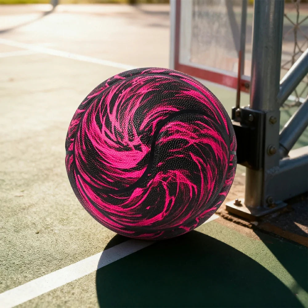 DUNK MASTER High Soft Grip, - 7# Basketball - Retention Durable Deep Channel PU Rebound, Air Non-Slip, - Leather Red