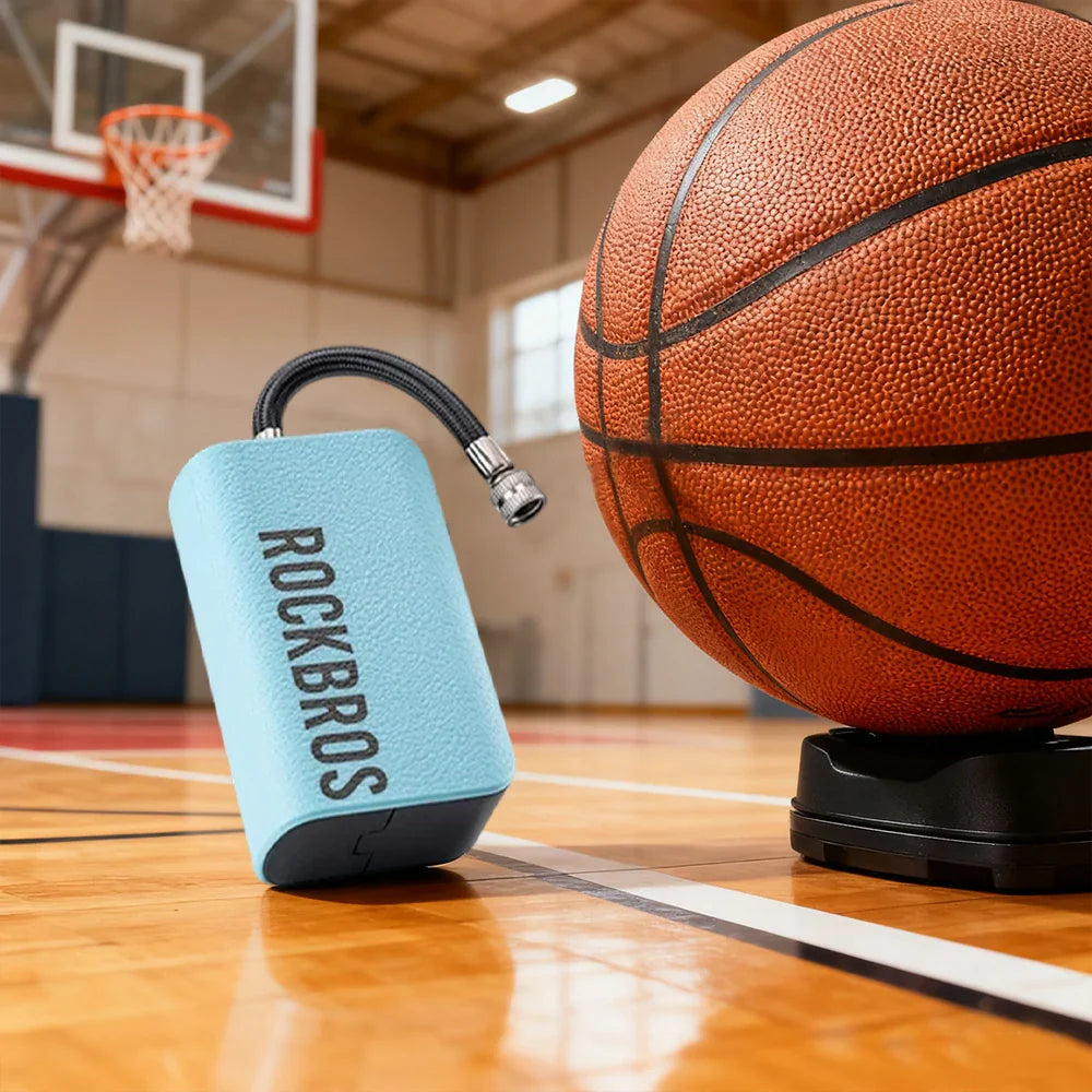 DUNK MASTER Type-C and Hose Charging Mini Lightweight - Portable Inflation, LED Modes Electric - with Pump 4 - Auto Ball Air Preset Smart Flexible Design Stop Display, Blue