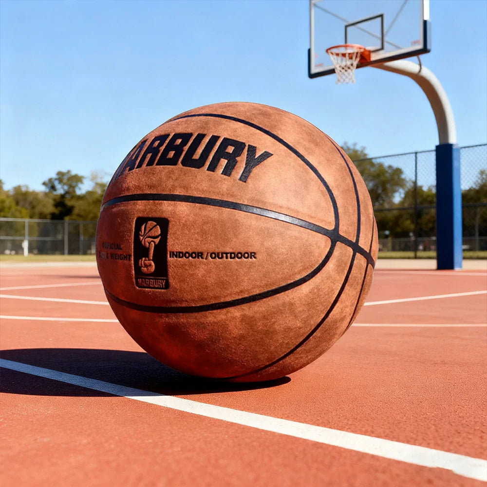 DUNK MASTER - Bladder Soft Leather - Basketball Channel High-Quality Wide Rebound, 7# Moisture-Wicking, Grip, Durable Suede Yellow