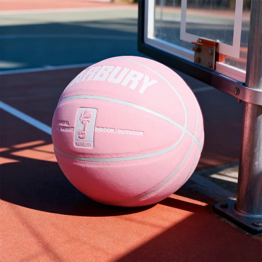 DUNK MASTER Durable Wide - Basketball Rebound, - High-Quality Moisture-Wicking, Channel Bladder Grip, 7# Leather Suede - Soft Pink
