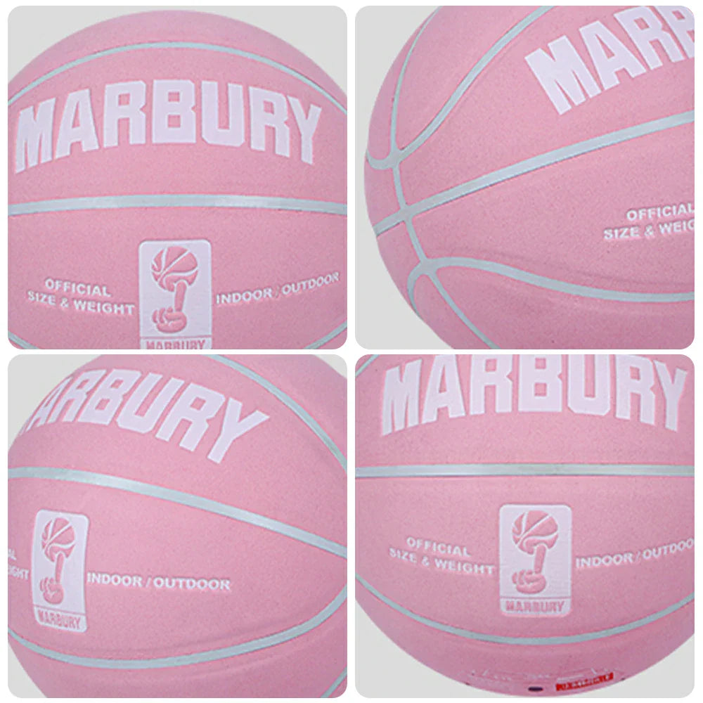 DUNK MASTER Durable Wide - Basketball Rebound, - High-Quality Moisture-Wicking, Channel Bladder Grip, 7# Leather Suede - Soft Pink