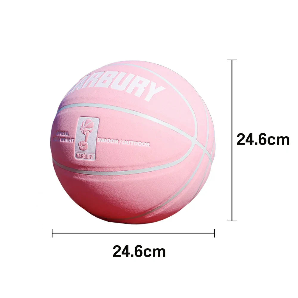 DUNK MASTER Durable Wide - Basketball Rebound, - High-Quality Moisture-Wicking, Channel Bladder Grip, 7# Leather Suede - Soft Pink