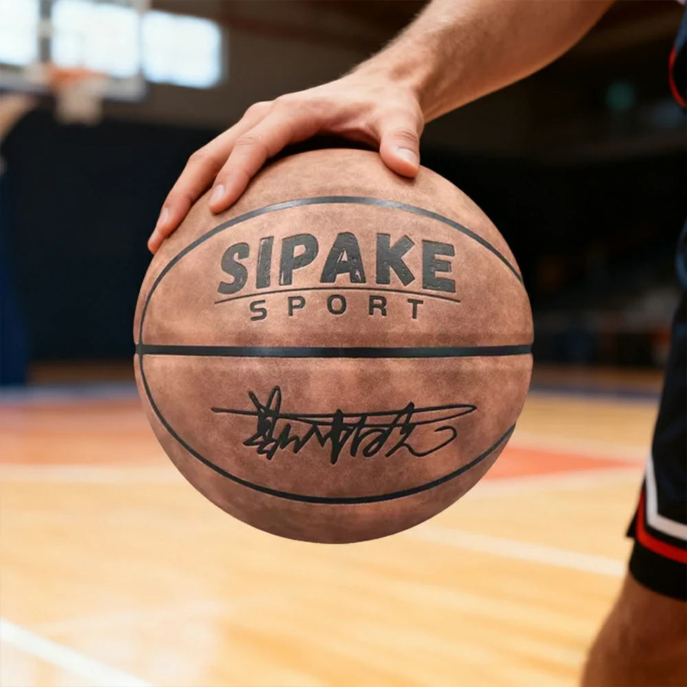 DUNK MASTER - Wide Soft - Suede Leather Basketball Durable Rebound, High-Quality Grip, - Channel Bladder Moisture-Wicking, 7# Brown