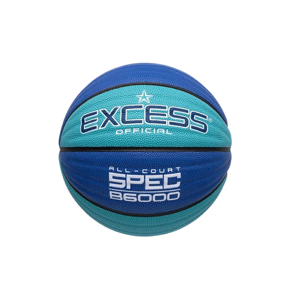 DUNK MASTER Soft Balanced Basketball Leather Tire-Grade PU Sweat-Absorbent Bladder, - Anti-Slip - Winding Butyl 7# - Nylon Texture, Rebound, Foam Wave Blue