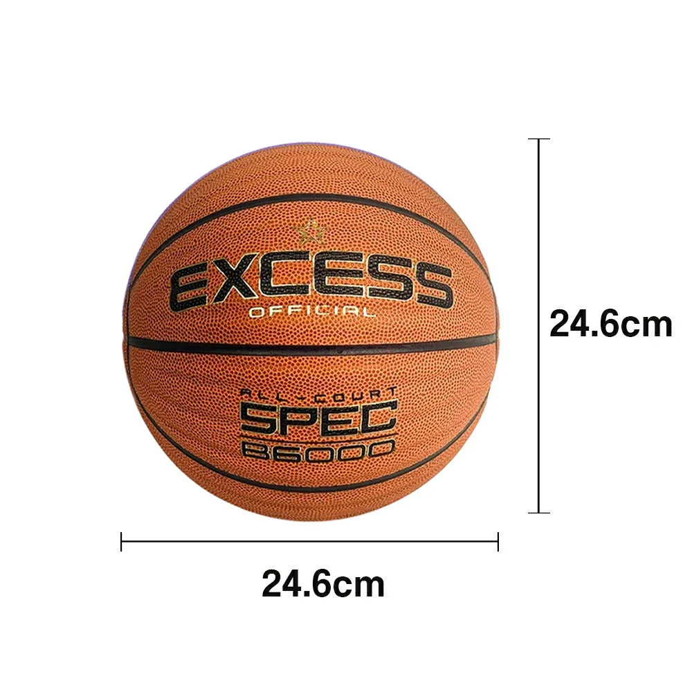 DUNK MASTER Anti-Slip Tire-Grade Soft Foam 7# - PU Texture, - Nylon Sweat-Absorbent Butyl Basketball Winding Wave Bladder, Balanced Rebound, - Leather Brown