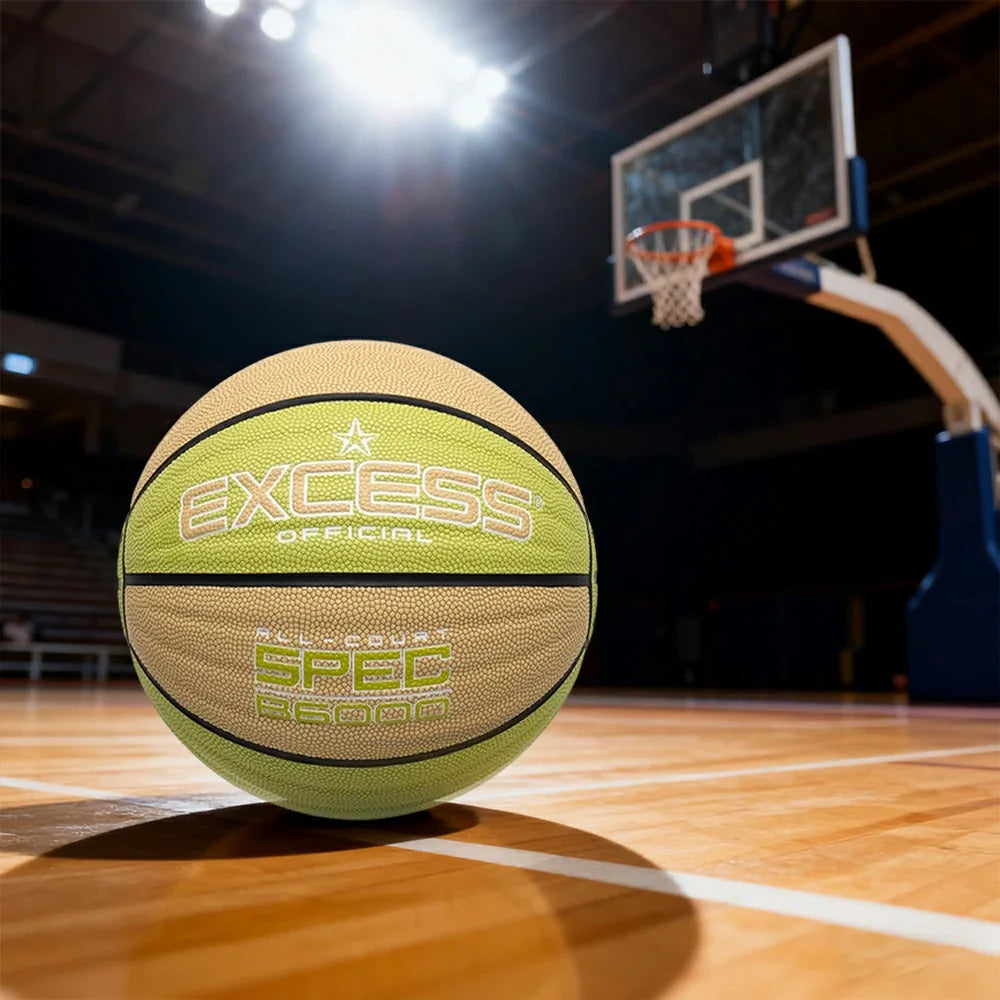 DUNK MASTER Foam Anti-Slip Sweat-Absorbent 7# PU Butyl Texture, Winding Rebound, Balanced - Basketball Tire-Grade Bladder, Nylon - Wave Soft - Leather Green
