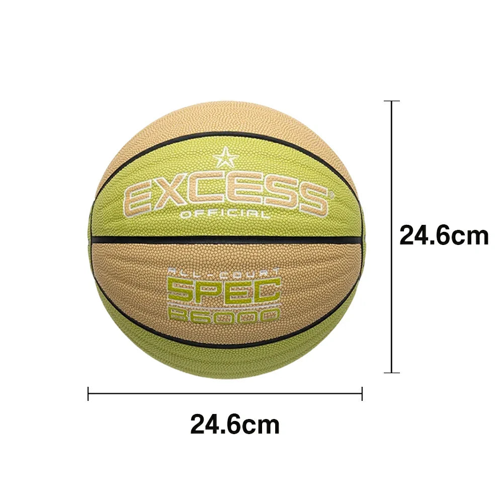 DUNK MASTER Foam Anti-Slip Sweat-Absorbent 7# PU Butyl Texture, Winding Rebound, Balanced - Basketball Tire-Grade Bladder, Nylon - Wave Soft - Leather Green