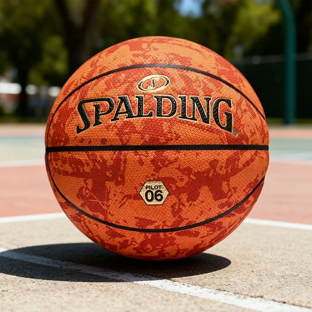 DUNK MASTER Stable Core, 7# Nylon Professional-Grade SPALDING Winding Pressure, Rubber Authentic 77-934Y Durable Basketball Design