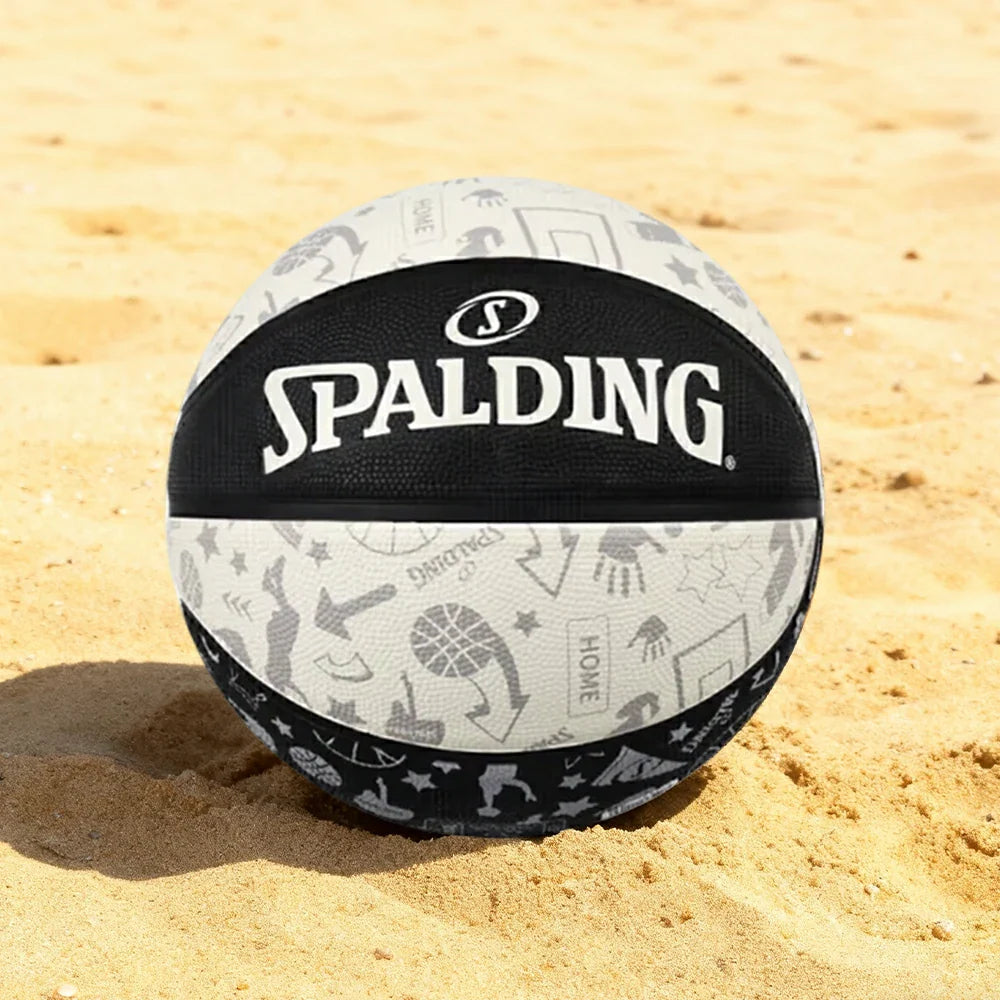 DUNK MASTER 84-611Y5 Rubber Enhanced Foam-Grain Bladder, 5#, SPALDING Basketball Texture, Authentic Grip