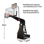 DUNK MASTER Backboard, Triple-Spring Glass Rim - Electric Lift, Design 12mm Basketball Hoops Tempered Safety Rim, Court-Grade 3.05m with Padding
