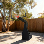 DUNK MASTER Glass Design Easy Lift, Basketball Hoops - Height, Foldable Backboard, 3.05m Hydraulic 10mm Rim Tempered Electric Mobility