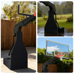 DUNK MASTER Glass Design Easy Lift, Basketball Hoops - Height, Foldable Backboard, 3.05m Hydraulic 10mm Rim Tempered Electric Mobility