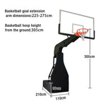 DUNK MASTER Glass Design Easy Lift, Basketball Hoops - Height, Foldable Backboard, 3.05m Hydraulic 10mm Rim Tempered Electric Mobility