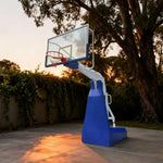 DUNK MASTER Hydraulic Rim Safety 10mm Height, Basketball Tempered Rim Triple-Spring - Electric Hoops 3.05m Lift, Backboard, Glass Padding