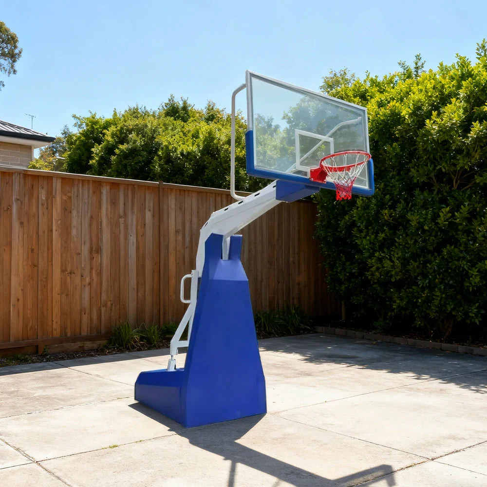 DUNK MASTER Hydraulic Rim Safety 10mm Height, Basketball Tempered Rim Triple-Spring - Electric Hoops 3.05m Lift, Backboard, Glass Padding