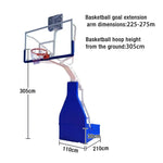 DUNK MASTER 10mm - Tempered for Height, Lift, Rim Base Backboard, Hydraulic Basketball Hoops Heavy-Duty Electric Durable Glass 3.05m Stability
