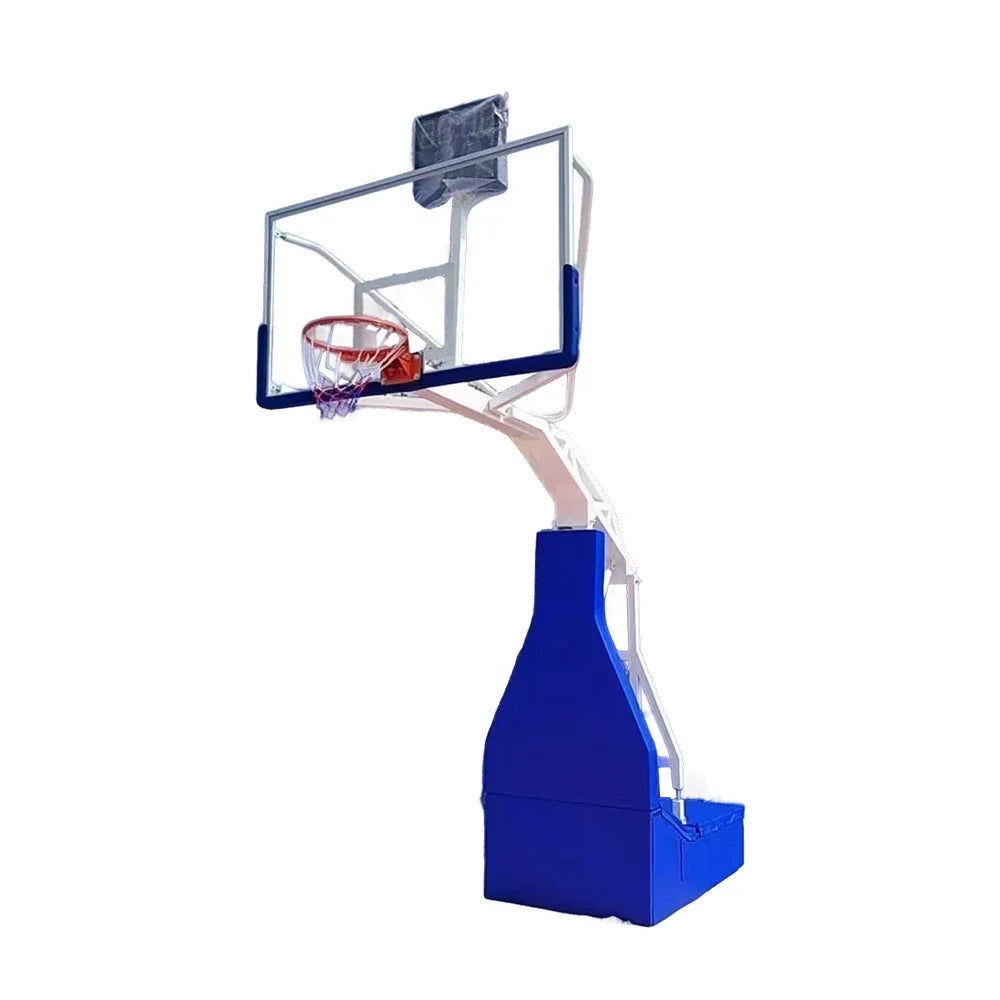 DUNK MASTER 10mm - Tempered for Height, Lift, Rim Base Backboard, Hydraulic Basketball Hoops Heavy-Duty Electric Durable Glass 3.05m Stability