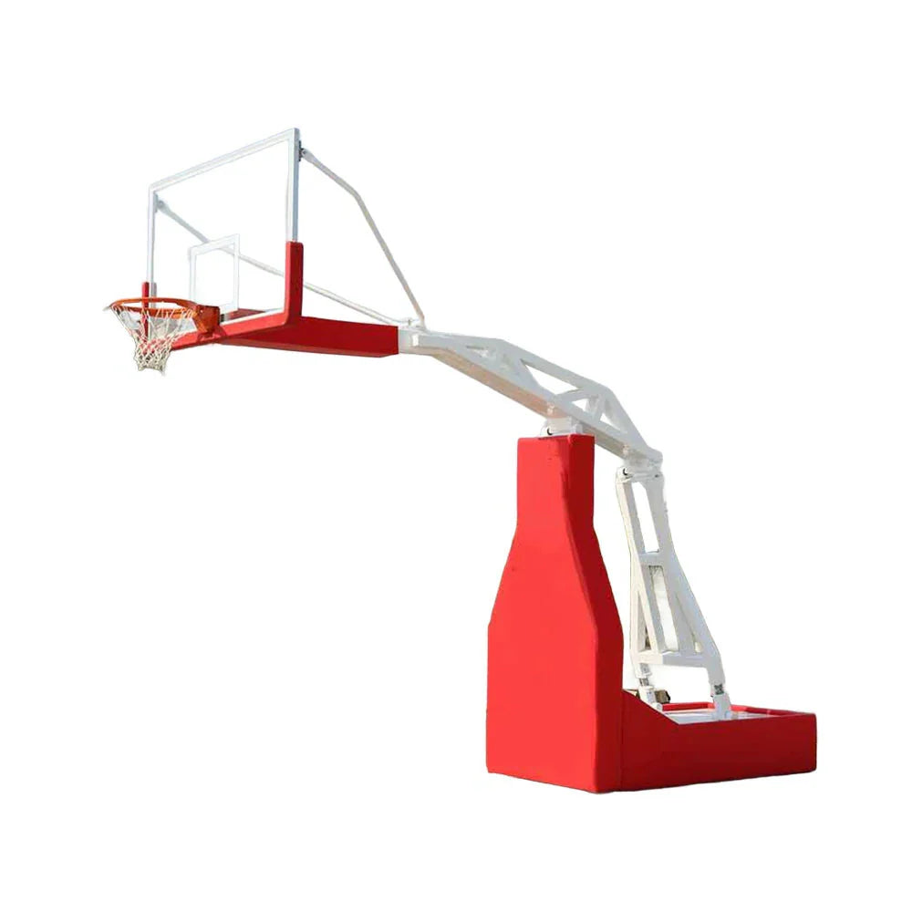 DUNK MASTER Height, Manual Hoops Basketball Rim - Rim - 10mm Hydraulic Safety Tempered Backboard, 3.05m Lift, Glass Padding Triple-Spring Red