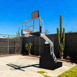 DUNK MASTER Height, Rim Manual Rim - Tempered Lift, Basketball 10mm Safety Backboard, Hoops Triple-Spring - Hydraulic Padding 3.05m Glass Black