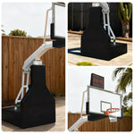 DUNK MASTER Height, Rim Manual Rim - Tempered Lift, Basketball 10mm Safety Backboard, Hoops Triple-Spring - Hydraulic Padding 3.05m Glass Black