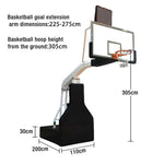 DUNK MASTER Height, Rim Manual Rim - Tempered Lift, Basketball 10mm Safety Backboard, Hoops Triple-Spring - Hydraulic Padding 3.05m Glass Black