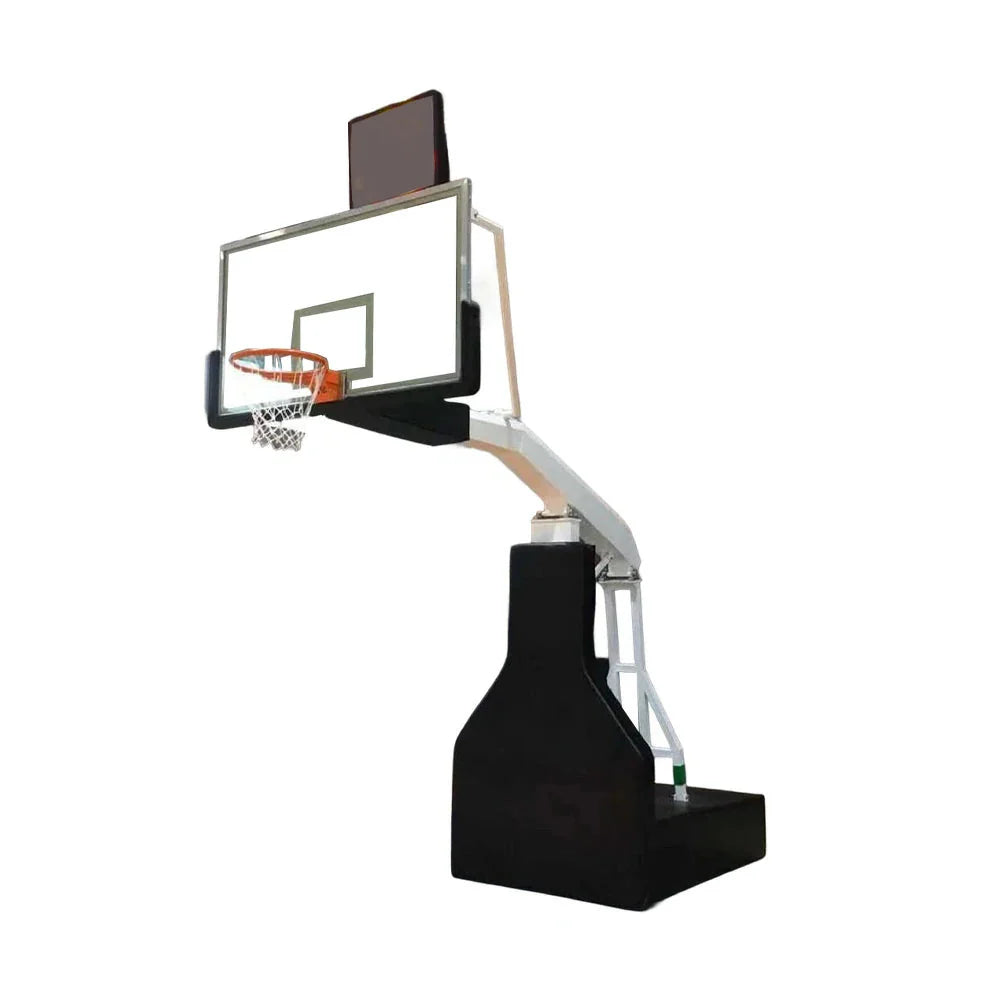 DUNK MASTER Height, Rim Manual Rim - Tempered Lift, Basketball 10mm Safety Backboard, Hoops Triple-Spring - Hydraulic Padding 3.05m Glass Black