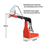 DUNK MASTER - Triple-Spring Rim Glass Gun-Style Hydraulic and Padding Hoops 10mm Design, - Height, 3.05m Safety Backboard, Tempered Rim Red Basketball Black