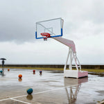 DUNK MASTER Padding - Basketball American-Style - Height, Hoops Design, Safety 10mm Triple-Spring Rim Hydraulic 3.05m Glass Backboard, Rim Tempered White