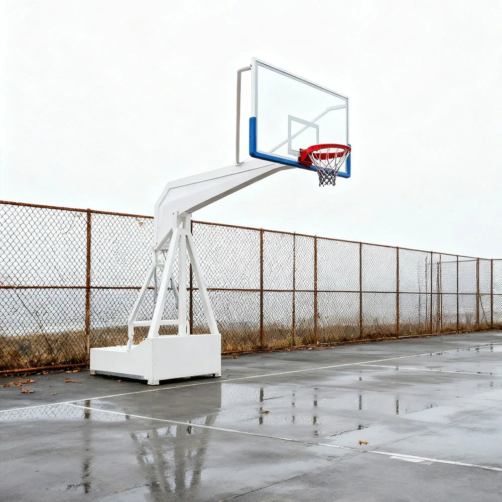 DUNK MASTER Padding - Basketball American-Style - Height, Hoops Design, Safety 10mm Triple-Spring Rim Hydraulic 3.05m Glass Backboard, Rim Tempered White