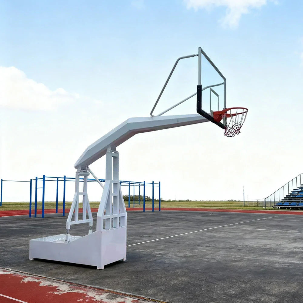 DUNK MASTER 1 Basketball Pair Safety Hoops Rim Backboard, 10mm Tempered Height, - Glass Rim Padding Hydraulic of 3.05m Triple-Spring Design, - White