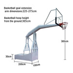 DUNK MASTER 1 Basketball Pair Safety Hoops Rim Backboard, 10mm Tempered Height, - Glass Rim Padding Hydraulic of 3.05m Triple-Spring Design, - White