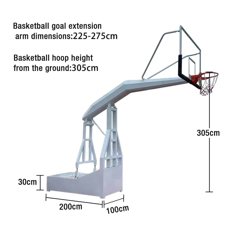 DUNK MASTER 1 Basketball Pair Safety Hoops Rim Backboard, 10mm Tempered Height, - Glass Rim Padding Hydraulic of 3.05m Triple-Spring Design, - White