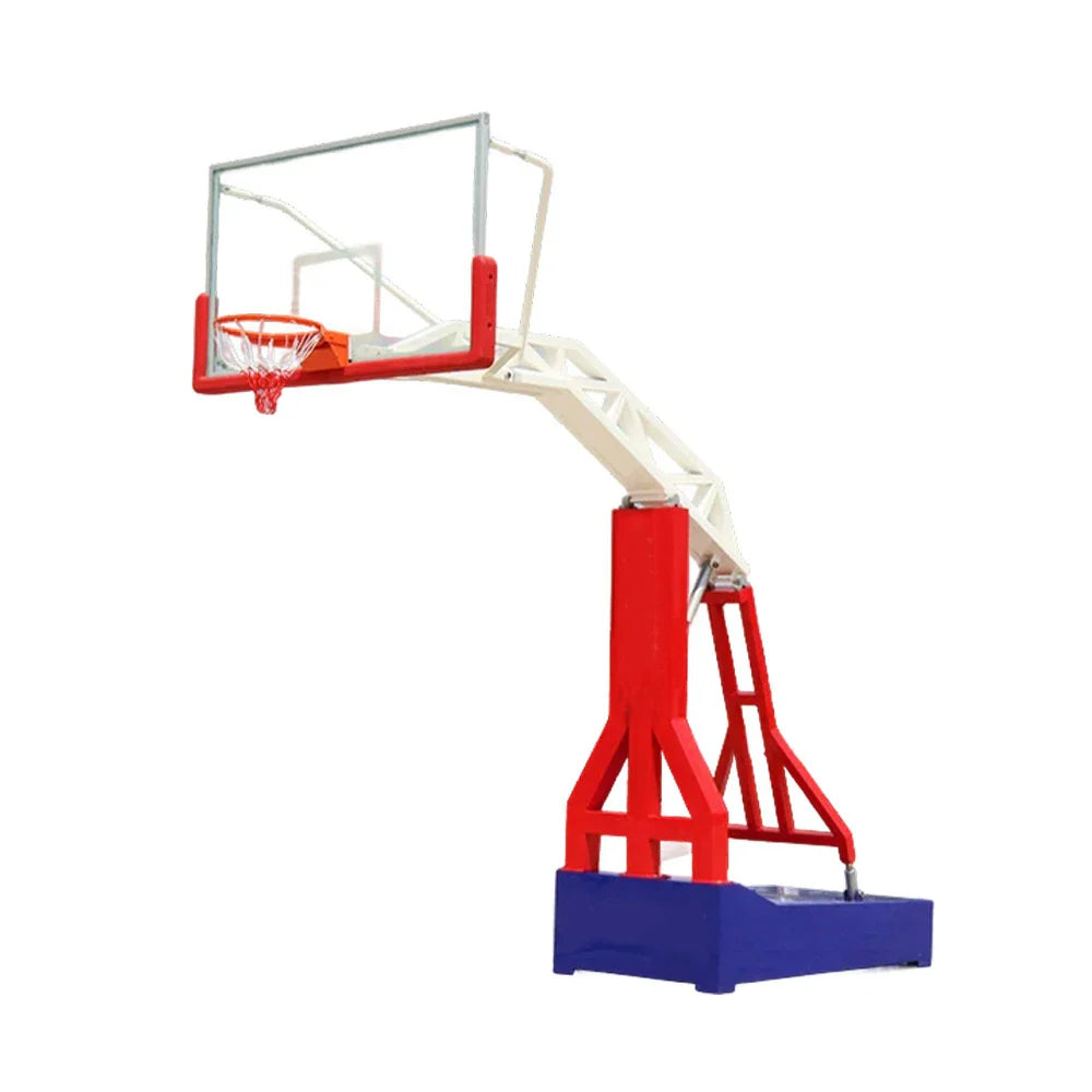 DUNK MASTER Height, Steel Outdoor Rim, Thickened Backboard, - Basketball 3.05m Frame Hoops Glass Dual-Spring Rim Red and Tempered Heavy-Duty Blue