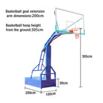 DUNK MASTER Height, Frame Backboard, 3.05m Basketball Thickened Tempered Glass - Rim, Heavy-Duty Steel Outdoor Rim Hoops Dual-Spring Blue