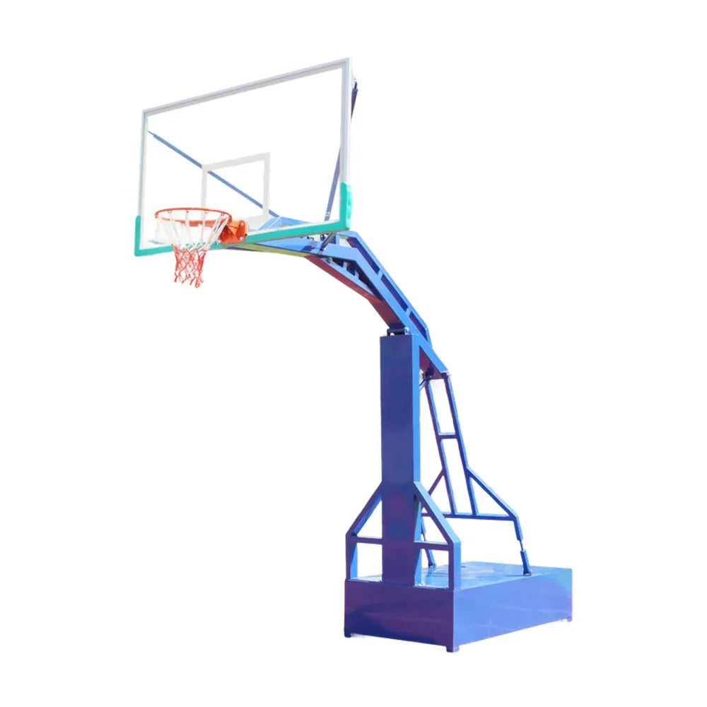 DUNK MASTER Height, Frame Backboard, 3.05m Basketball Thickened Tempered Glass - Rim, Heavy-Duty Steel Outdoor Rim Hoops Dual-Spring Blue