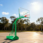 DUNK MASTER Hoop Dual-Spring 3.05m Rim, Recessed Outdoor Basketball Rim Glass - Height, Design Tempered Backboard, Base Green